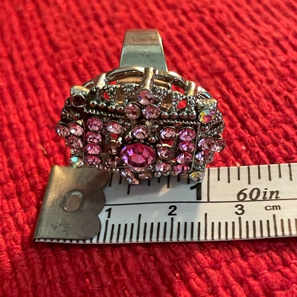 Vintage Art Deco Style Bubble Gum Pink Adjustable Ring - Picture 3 of 8